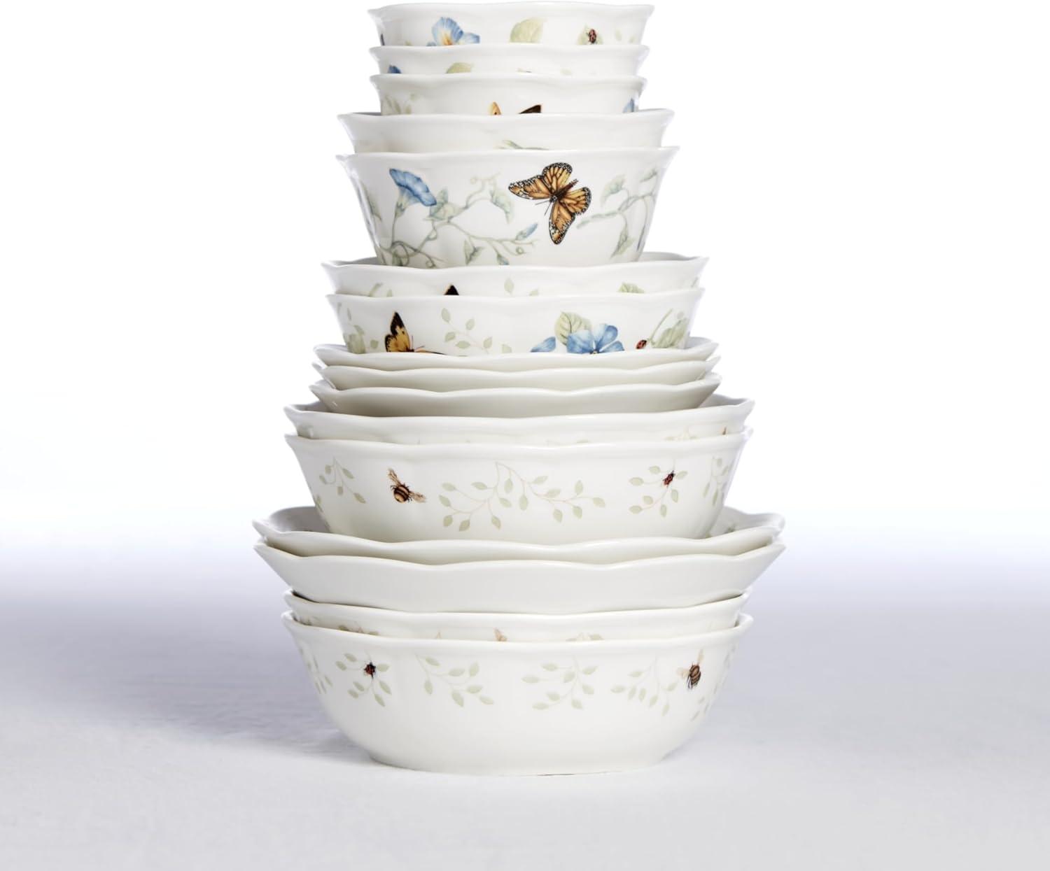 Butterfly Meadow Porcelain Floral Fruit Bowl, 11 oz