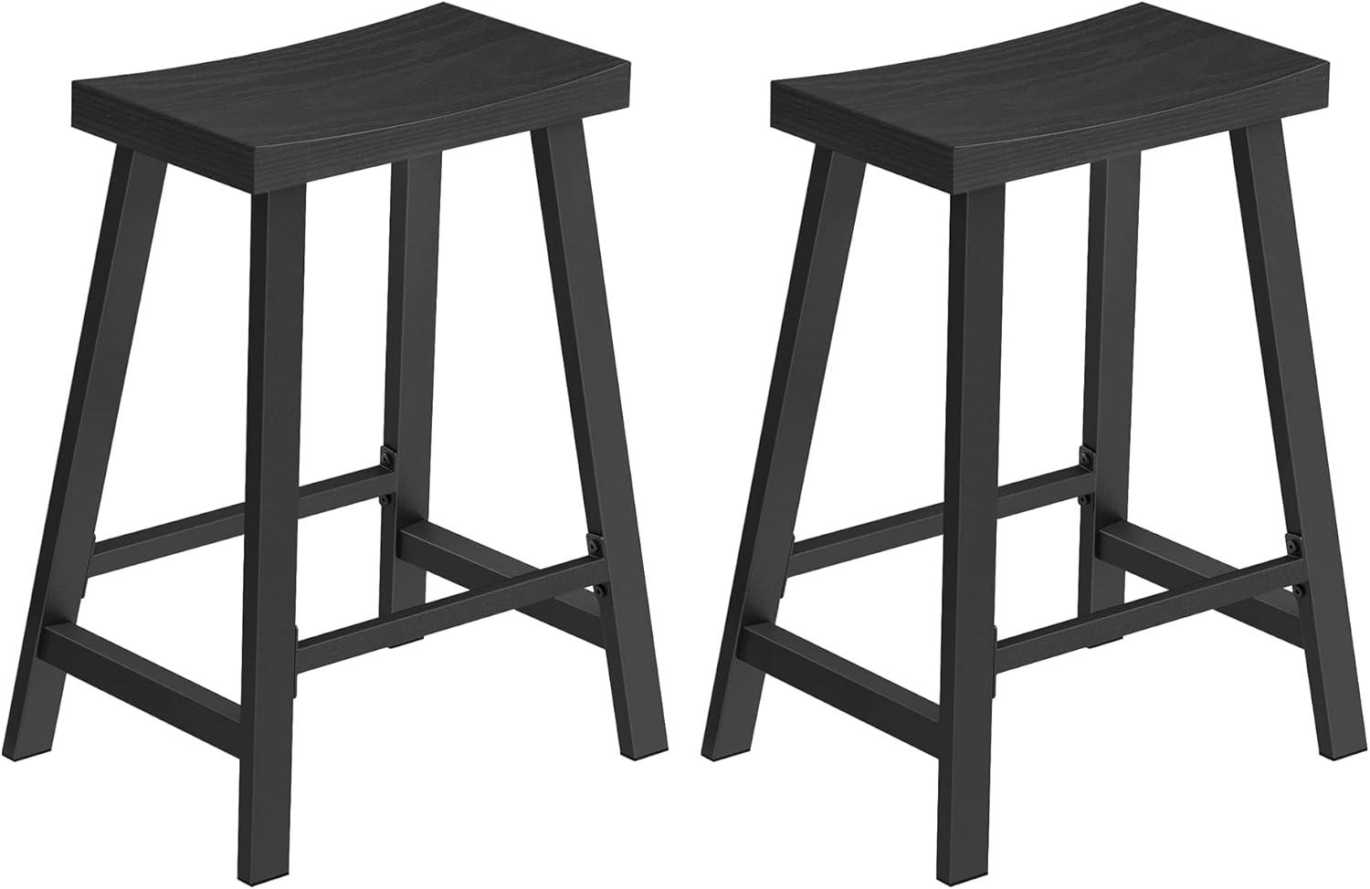 VASAGLE 2 Pack Bar Stools, Bar Chairs, Kitchen Breakfast Bar Stools with Footrest, Black