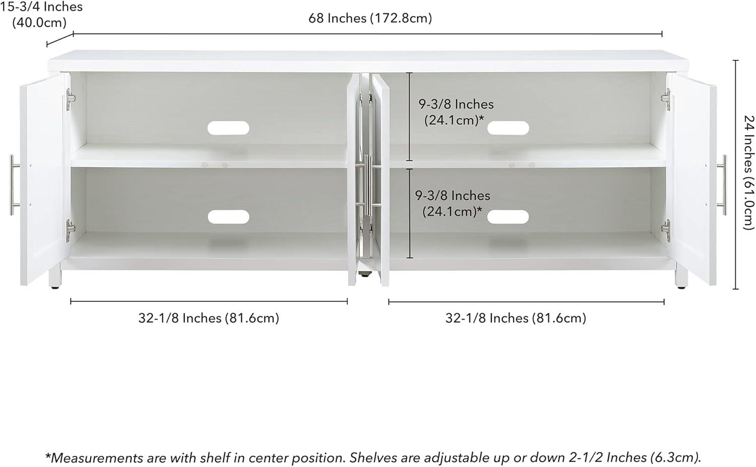 White Rectangular TV Stand with Cabinets for 75" TVs