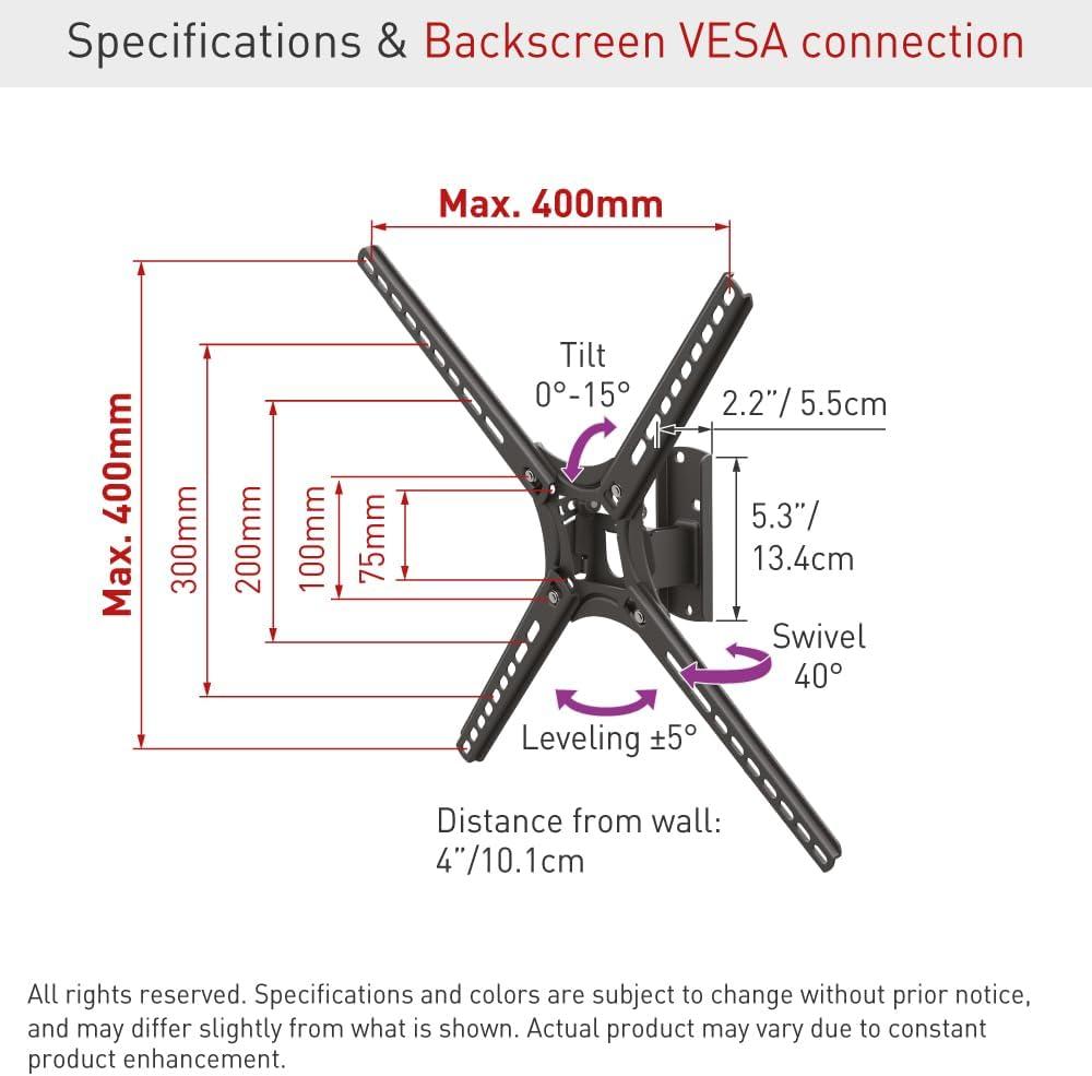 Barkan 13" - 65" Swivel & Tilt TV Wall Mount