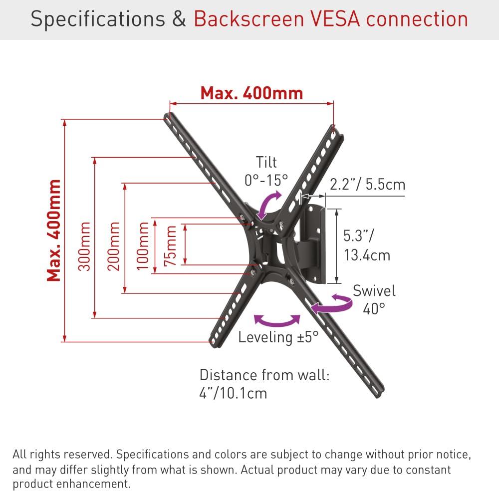 Barkan 13" - 65" Swivel & Tilt TV Wall Mount