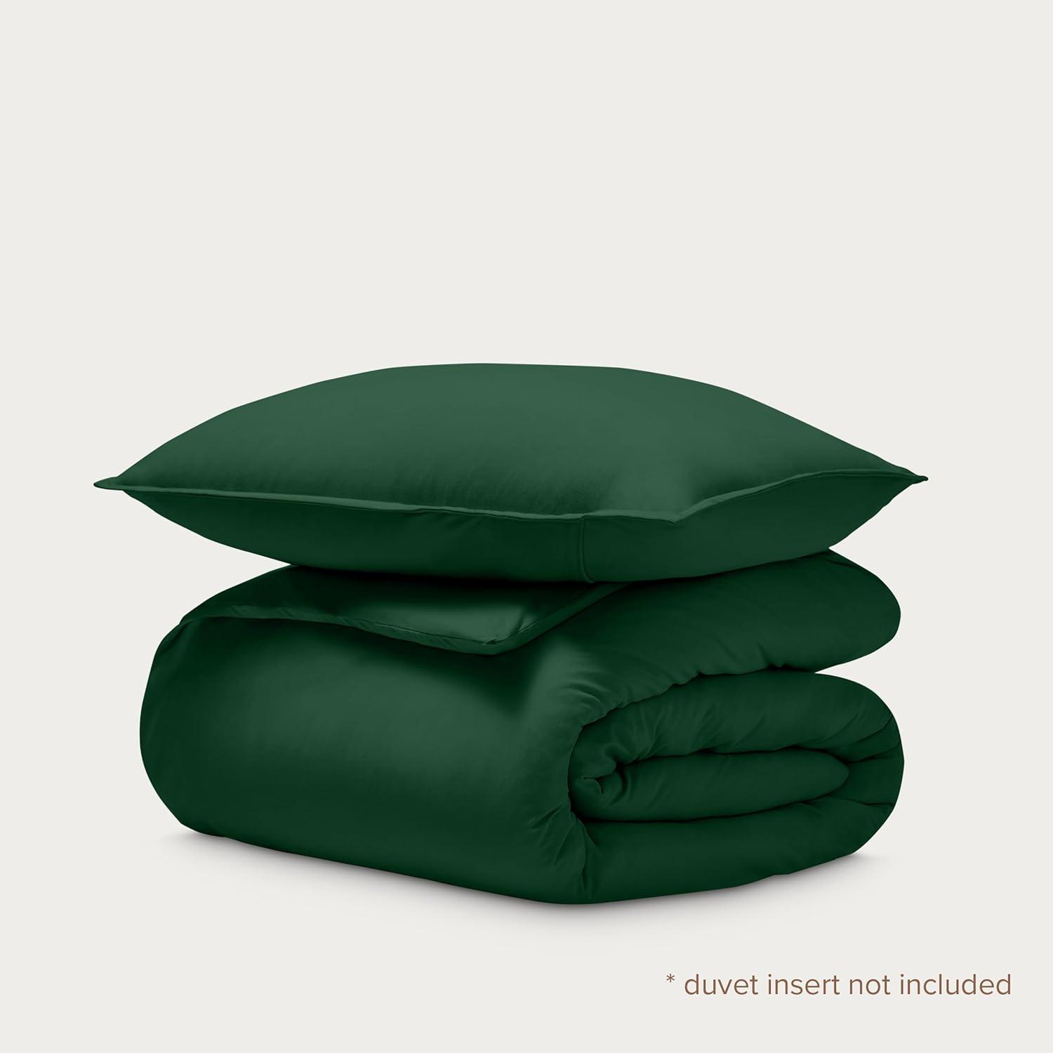 Twin/Twin XL Forest Green Organic Cotton Jersey Duvet Cover Set by Bare Home