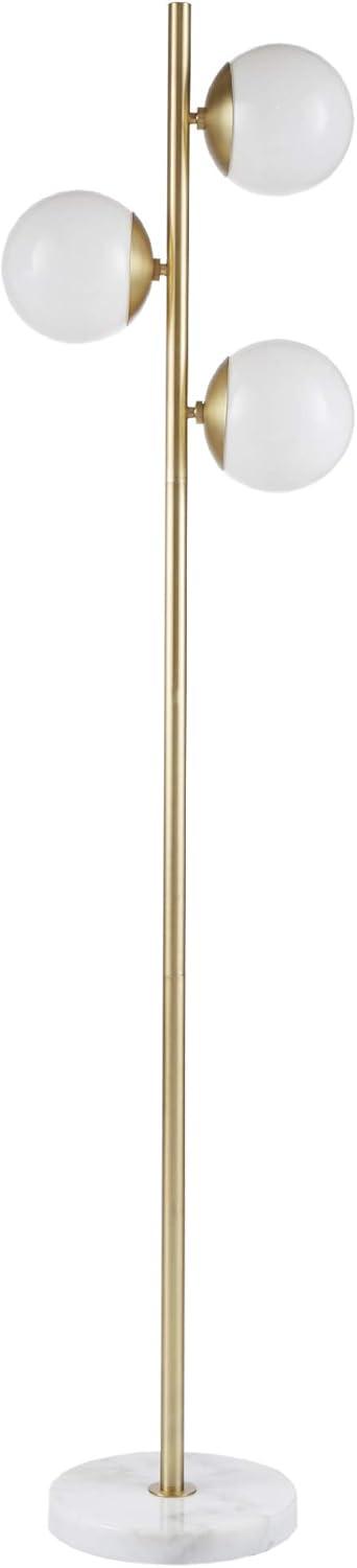 Holloway 62" White and Gold 3-Globe Marble Base Floor Lamp