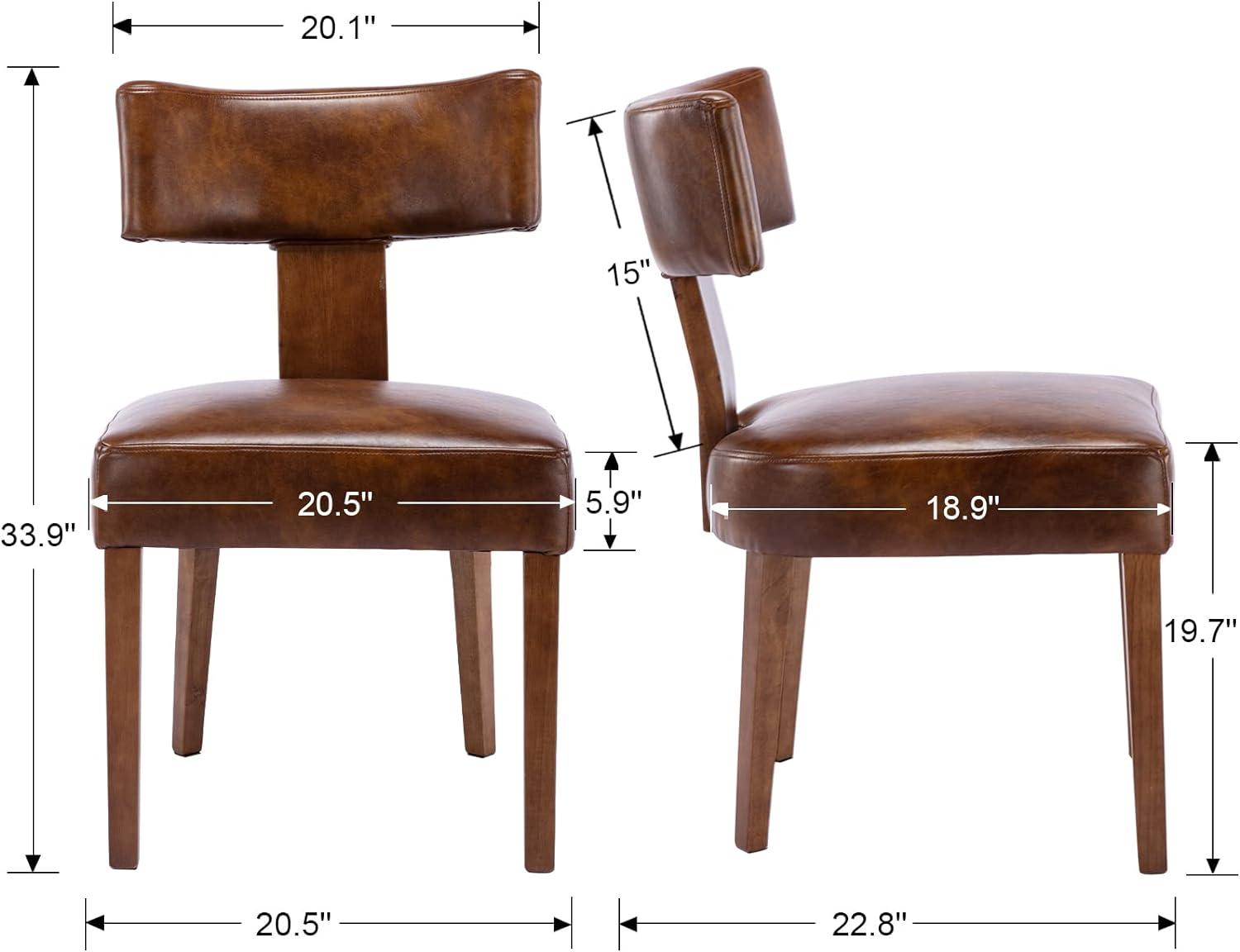 Loon Peak® Mid Century Modern Dining Chairs Set Of 2, Farmhouse PU Leather Upholstered Accent Chair Curved Backrest Kitchen Chairs With Hardwood Frame (Set of 2)