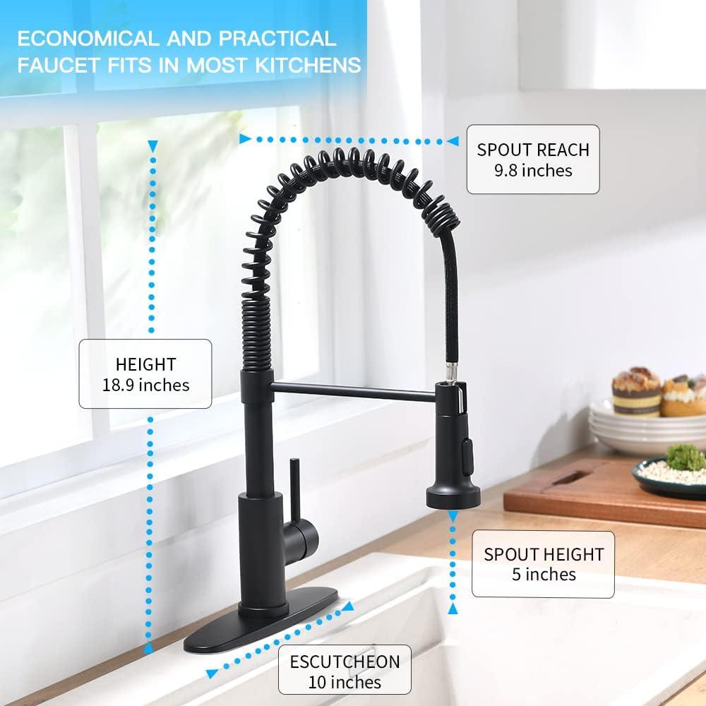 Black Stainless Steel Kitchen Faucet with Pull-out Spray