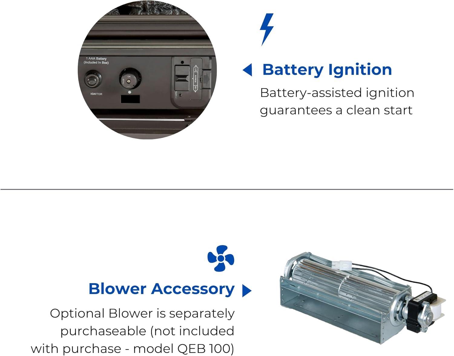 Bluegrass Living Bluegrass Living Panorama Vent Free Dual Fuel 3-Sided Gas Stove - 23,000 BTU, Remote Control, Black Finish - Model# BTSD23RT