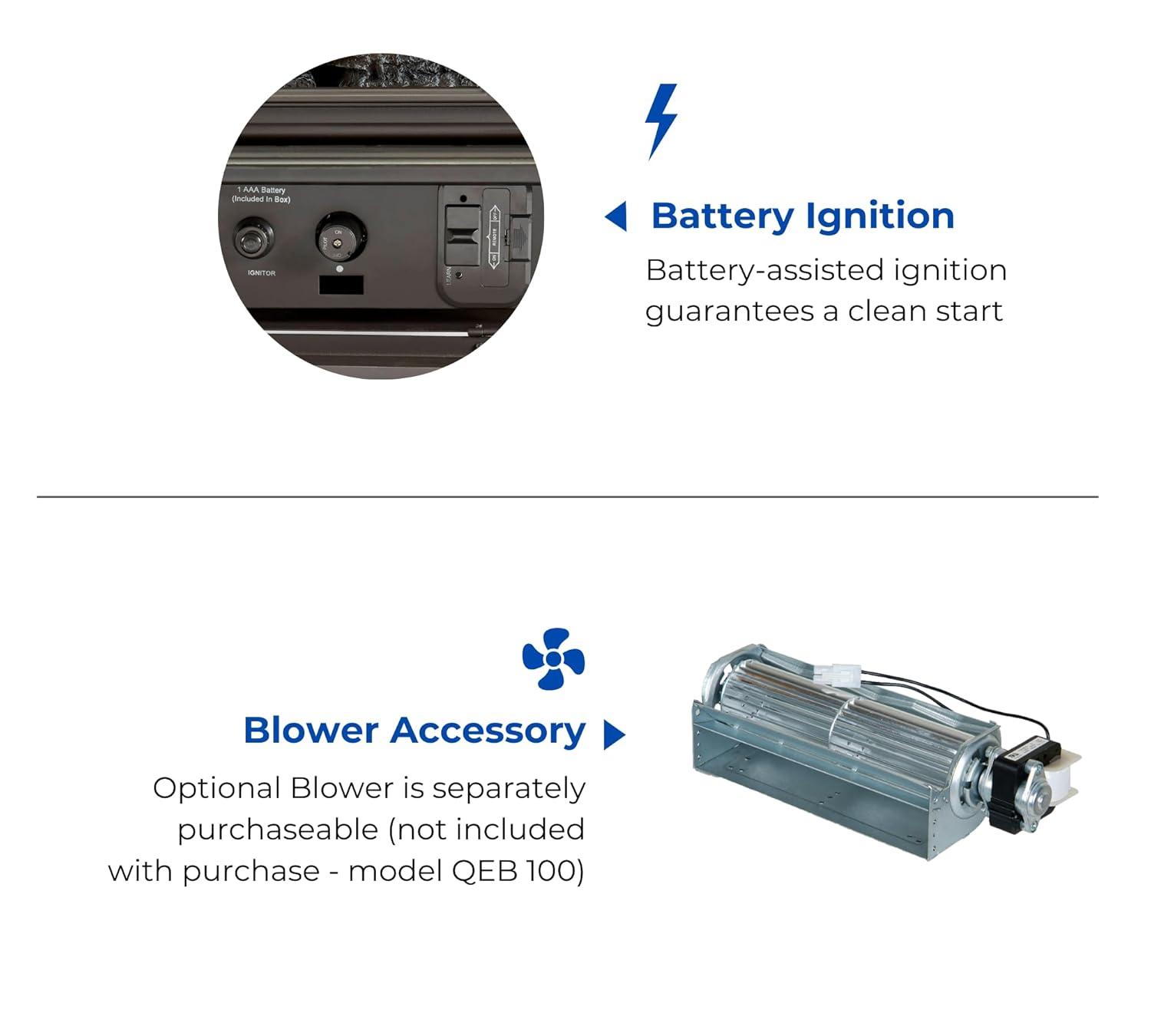 Bluegrass Living Bluegrass Living Panorama Vent Free Dual Fuel 3-Sided Gas Stove - 23,000 BTU, Remote Control, Black Finish - Model# BTSD23RT