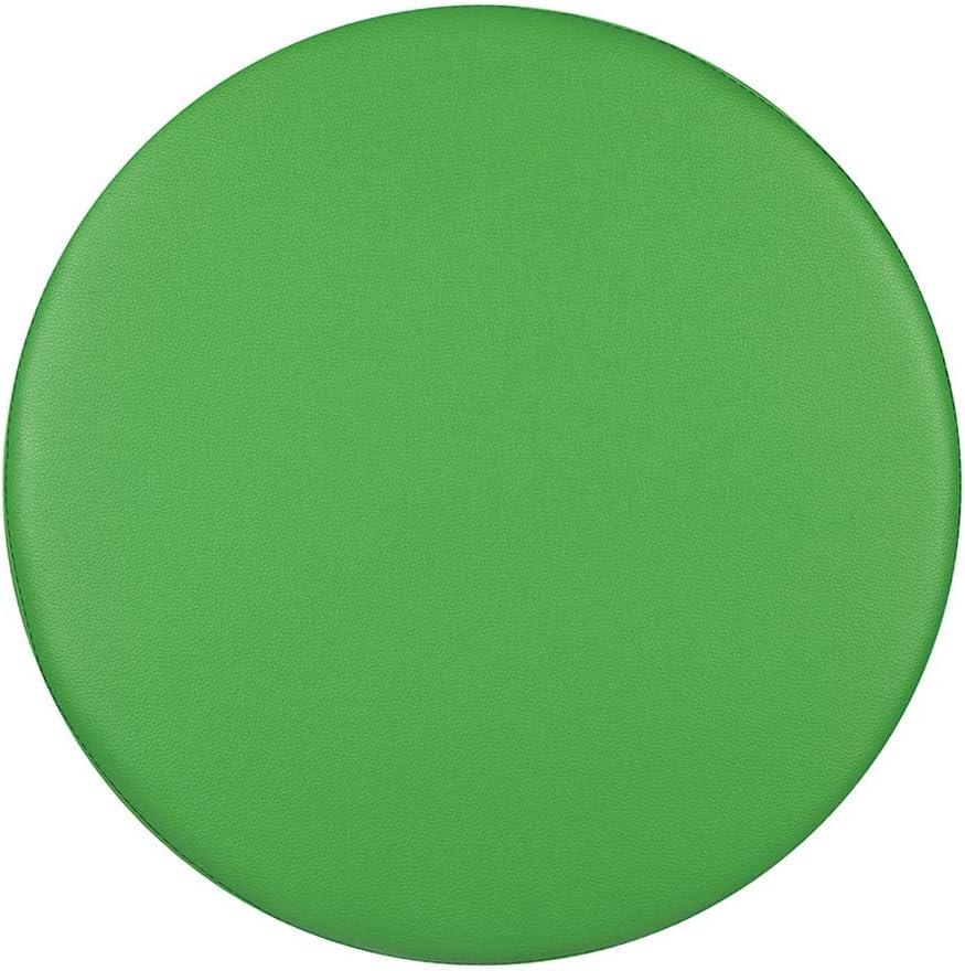 Modern Green Vinyl Round Ottoman with Plywood Frame - 12" Height