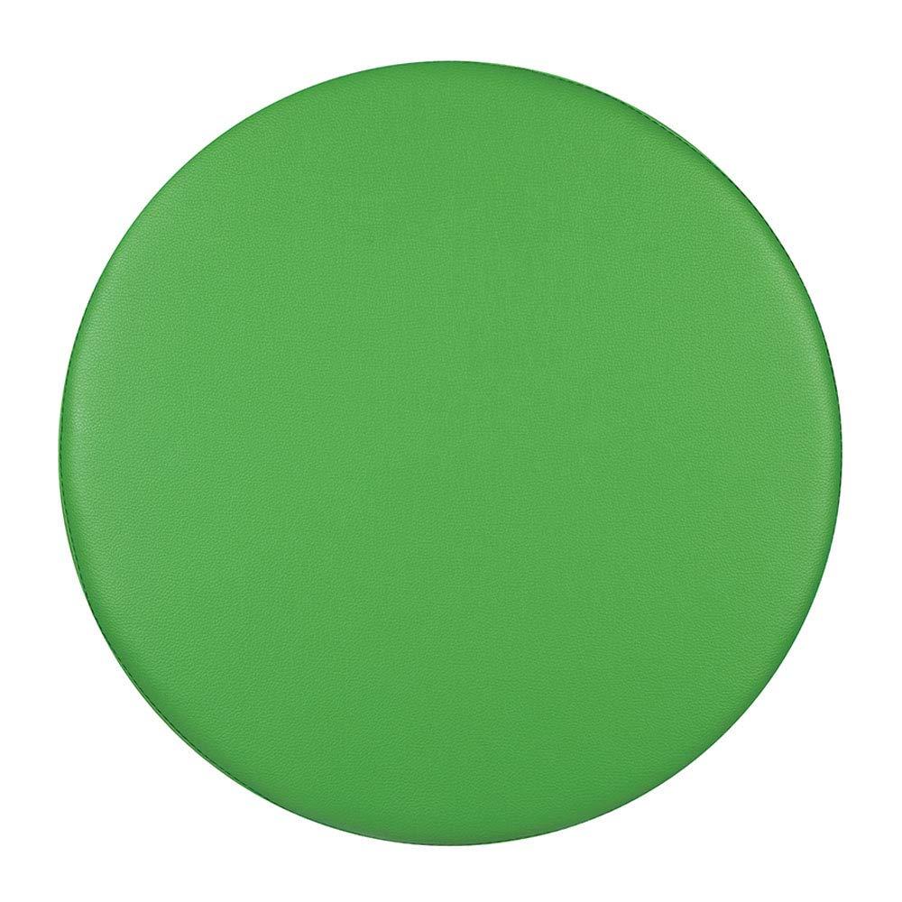 Modern Green Vinyl Round Ottoman with Plywood Frame - 12" Height