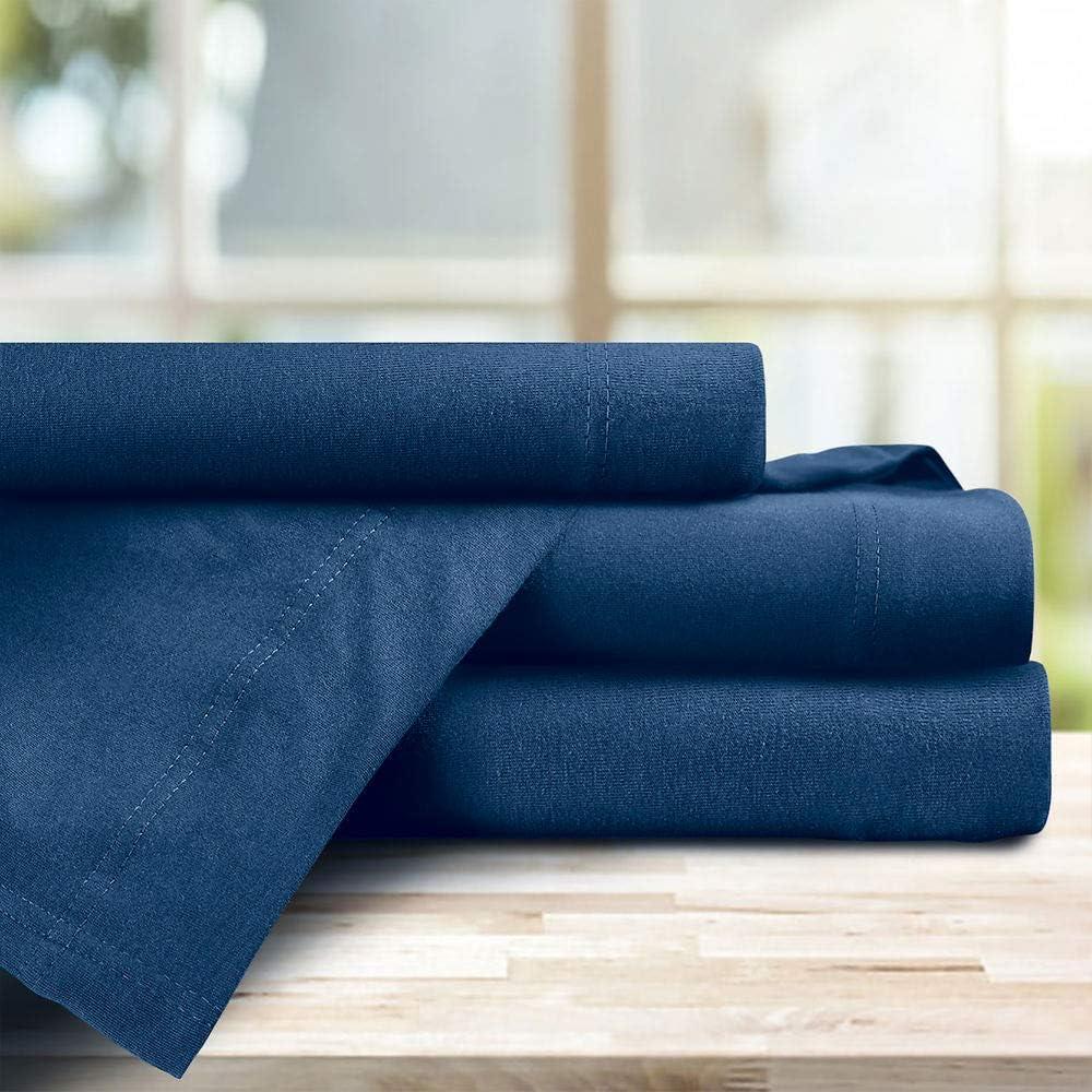 Navy Full Cotton Jersey Sheet Set