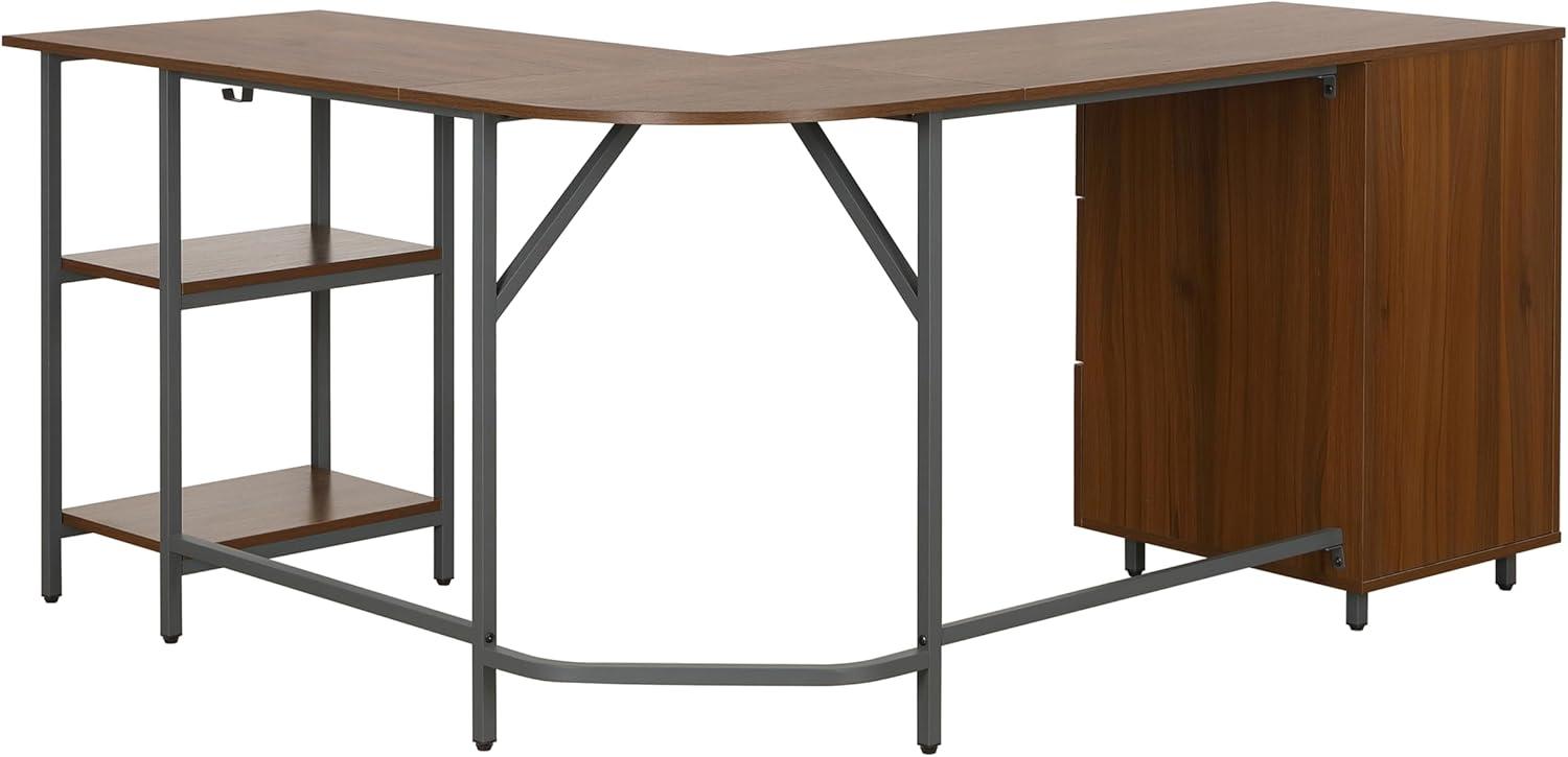 L Shape Home Office Two-Tone Desk with Storage - Techni Mobili