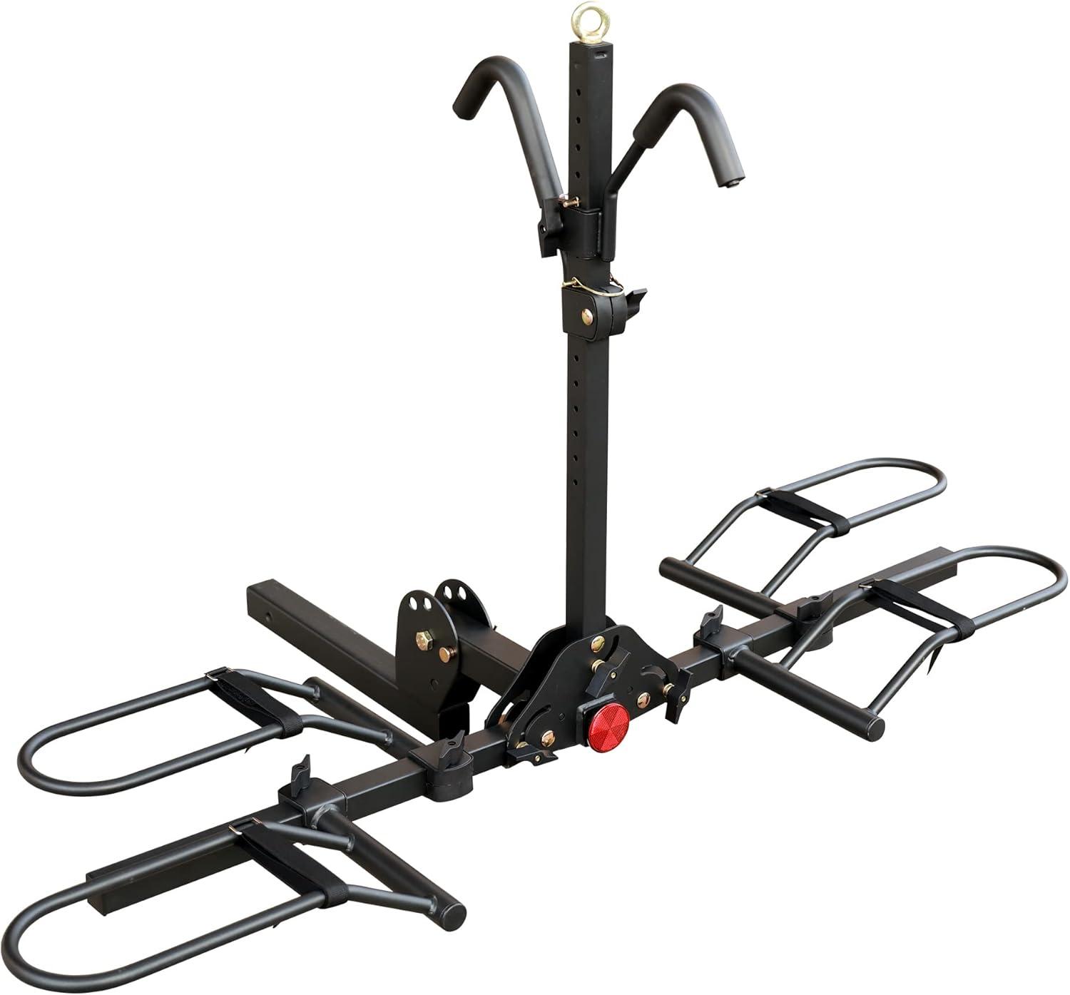 Black Steel Hitch Mounted 2-Bike Rack with Folding Swing Away Design