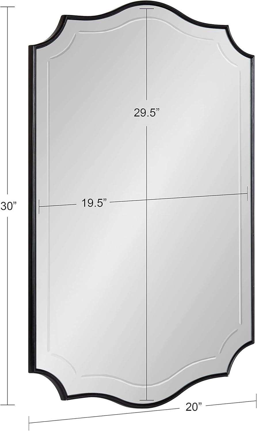 20" x 30" Hollyn Decorative Framed Wall Mirror Black - Kate & Laurel All Things Decor: Scalloped Edge, V-Groove, Hangs Both Ways