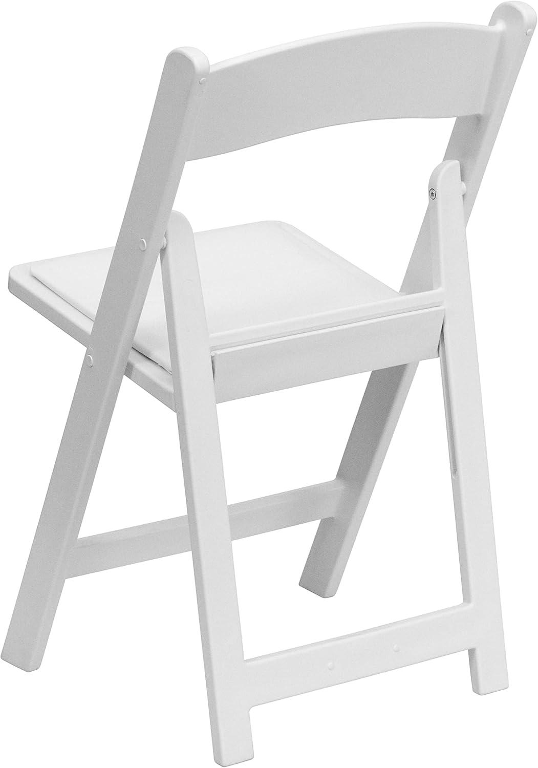 Hercules Series Elegant White Resin Folding Chair with Detachable Cushion