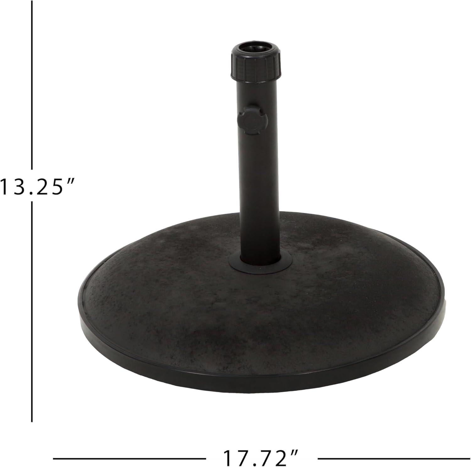 Black Concrete and Iron Round Umbrella Base, 36 lb