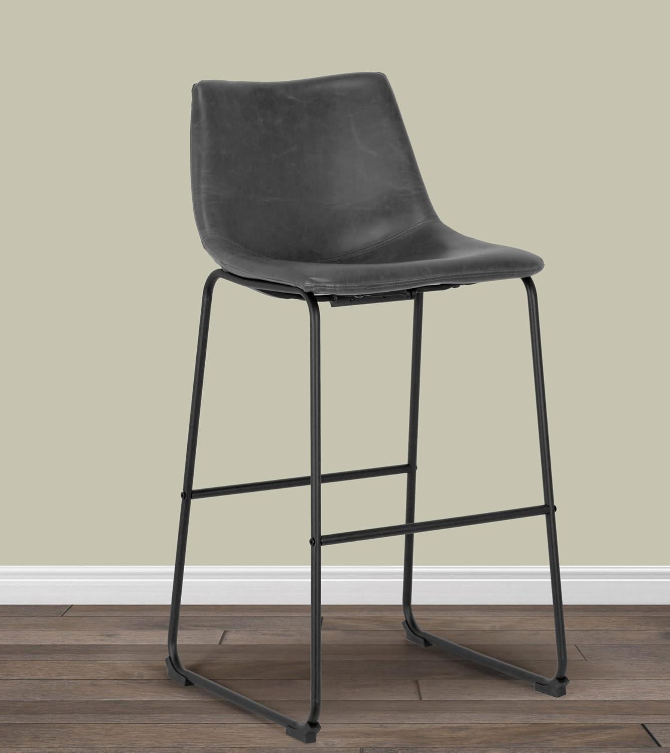 Glamour Home Adan 28.5" Modern Faux Leather Bar Stools in Dark Brown (Set of 2)