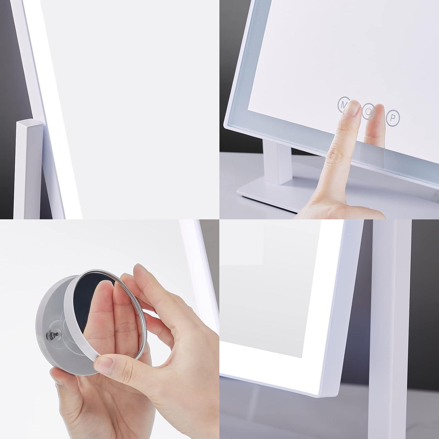 White Lighted Makeup Mirror with 5X Magnification and LED Lights