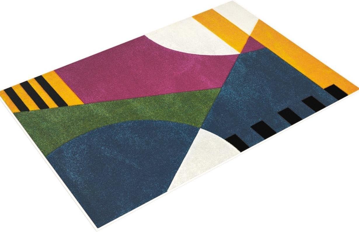 Hollywood HLW706 Power Loomed Area Rug - Peacock Blue/Fuchsia - 5'3"x7'6" - Safavieh.