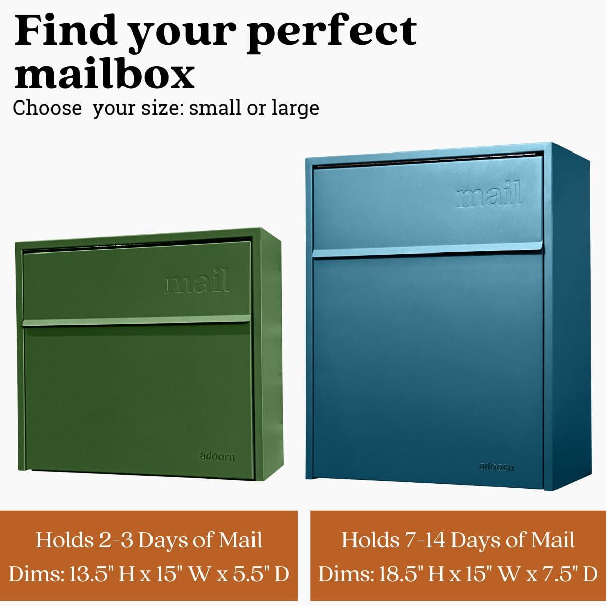 Small Dill Green Lockable Wall Mount Mailbox