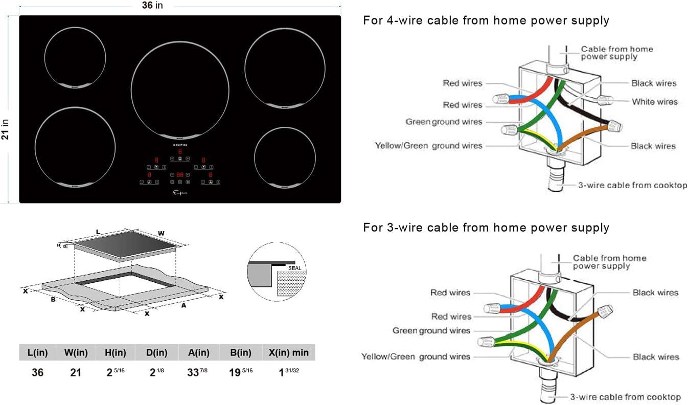 Empava 36" Black Ceramic 5-Burner Induction Cooktop