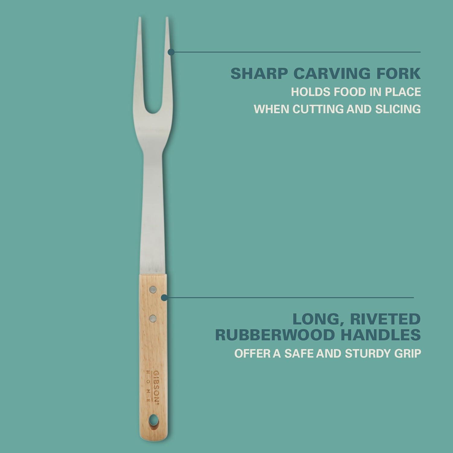 Gibson Gibson Home Barbecue Plus 3 Piece Barbecue Tool Set with Rubberwood Handles