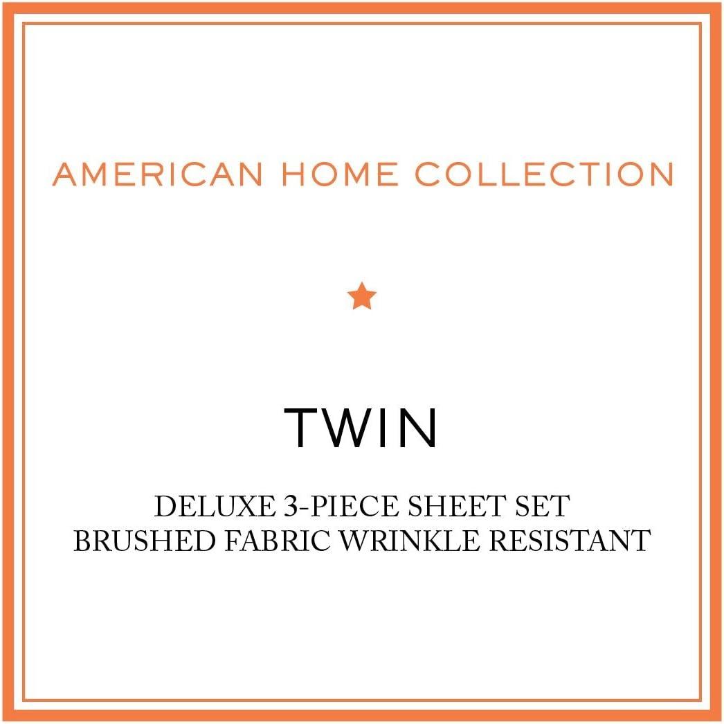 American Home Collection Brushed Microfiber Sheet Set, Deep Pocket Extra Soft Sheets & Pillowcase Set, 3 Pieces, Twin, Purple