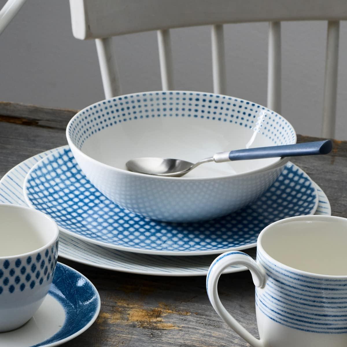 Blue and White Porcelain 12-Piece Dinnerware Set, Service for 4