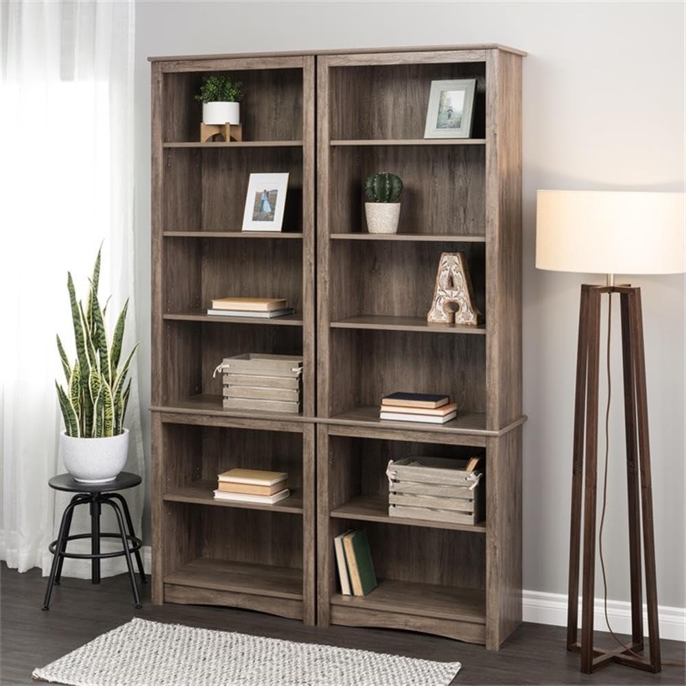 Prepac Tall 6-Shelf Bookcase, Drifted Gray