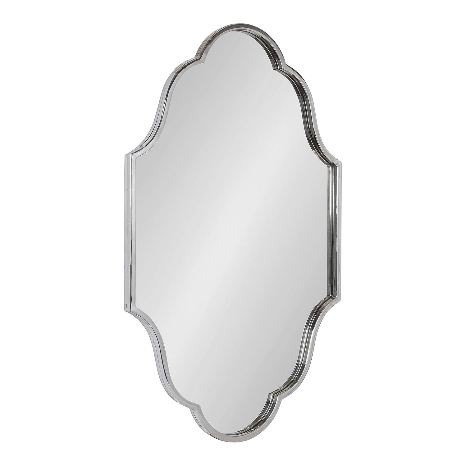 23" x 37" Rowla Framed Decorative Wall Mirror Silver - Kate & Laurel All Things Decor: Arched, Curved, Metal Mount
