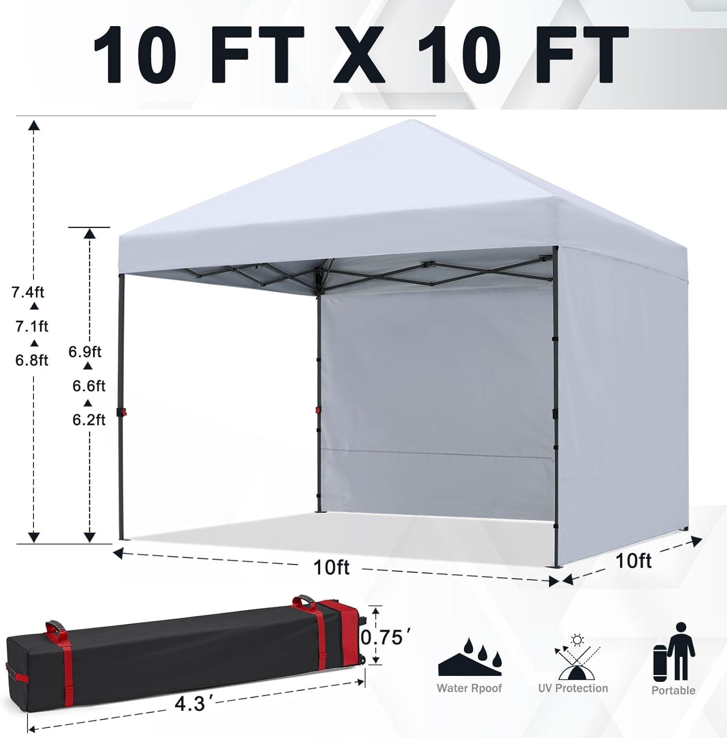 White 10x10 Pop Up Canopy Tent with Sidewalls