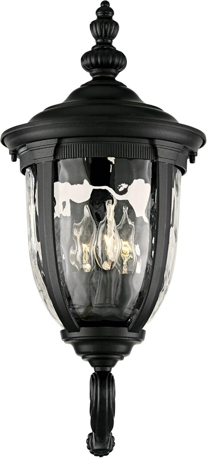 John Timberland Bellagio Vintage Rustic Outdoor Wall Light Fixture Textured Black Upbridge 21" Clear Hammered Glass for Post Exterior Barn Deck House