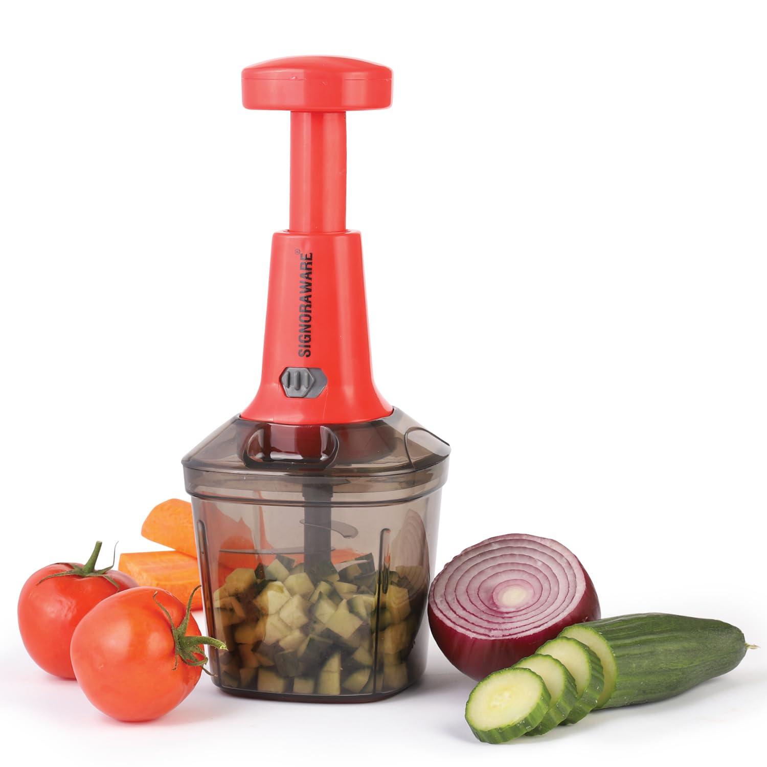 Manual Food Chopper – Manual Food Processor – Manual Vegetable Chopper with Varying Chopping Sizes – Hand Food Chopper with Stainless Steel Blades