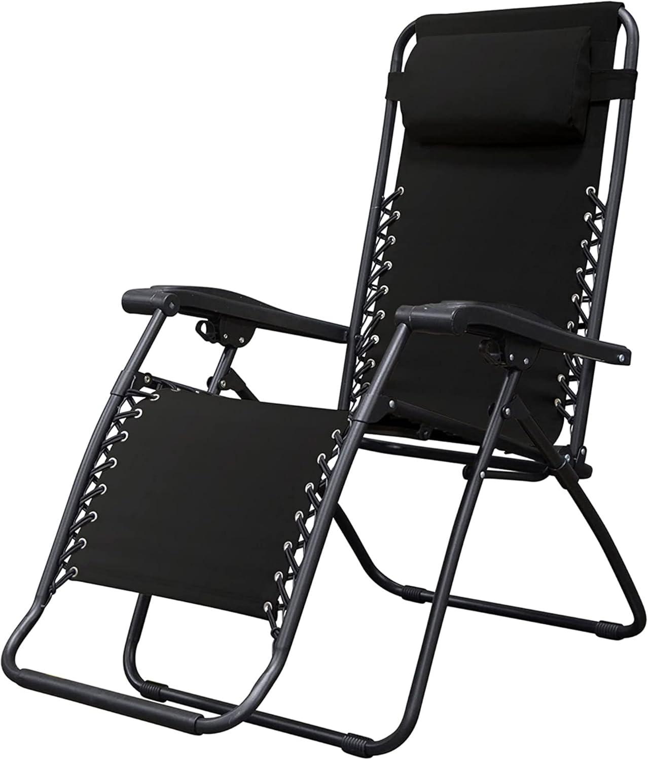 Caravan Sports Zero Gravity Outdoor Folding Lounge Chair, Black (Pair)