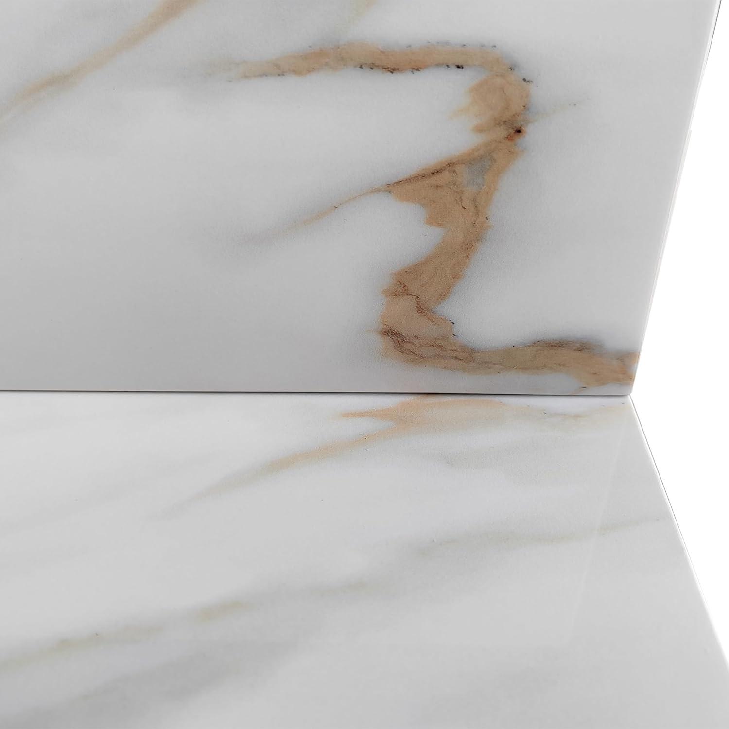 22" White Marble Vanity Top Side Splash with Veins