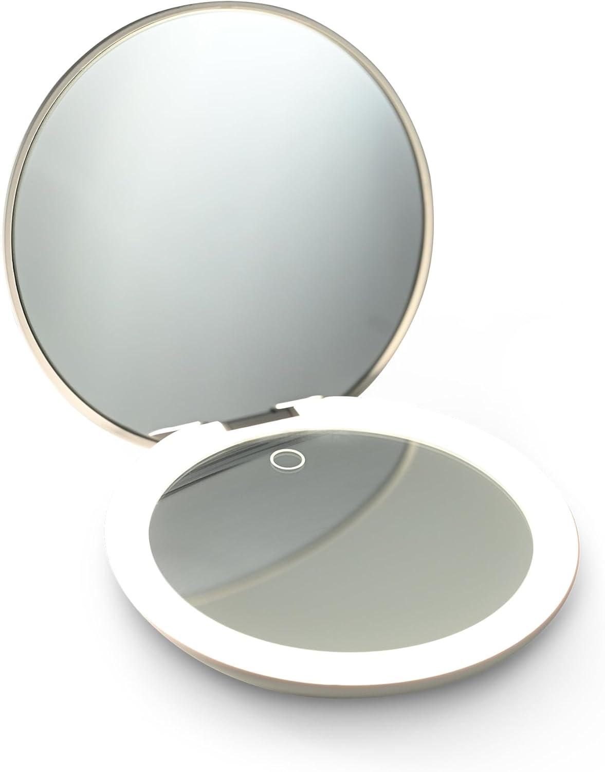 White 5-Inch LED Compact Mirror with 1x and 10x Magnification