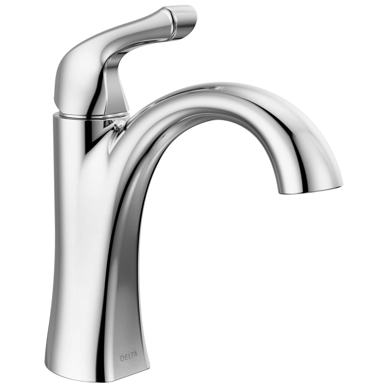 Delta Arvo Single Hole Bathroom Faucet with Drain Assembly, Single Handle Bathroom Sink Faucet 15840LF
