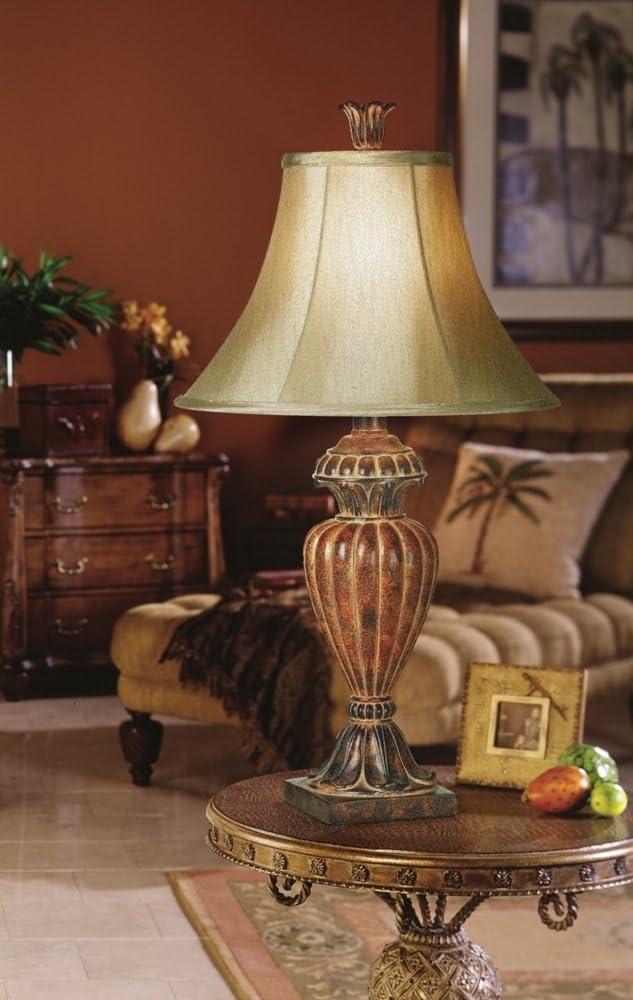 Regency Hill Traditional Table Lamp Urn 25.5" High Two Tone Bronze Off White Bell Shade for Living Room Family Bedroom Bedside Nightstand