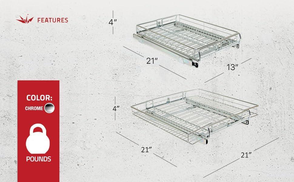 Origami Group 2SD-13 Kitchenware Household Sliding Cabinet Organizer (2 Pack)