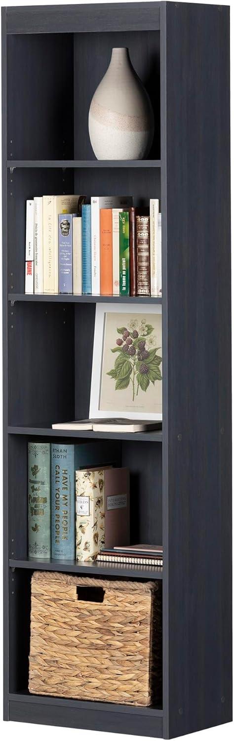 Blueberry Sleek 5-Shelf Adjustable Narrow Bookcase