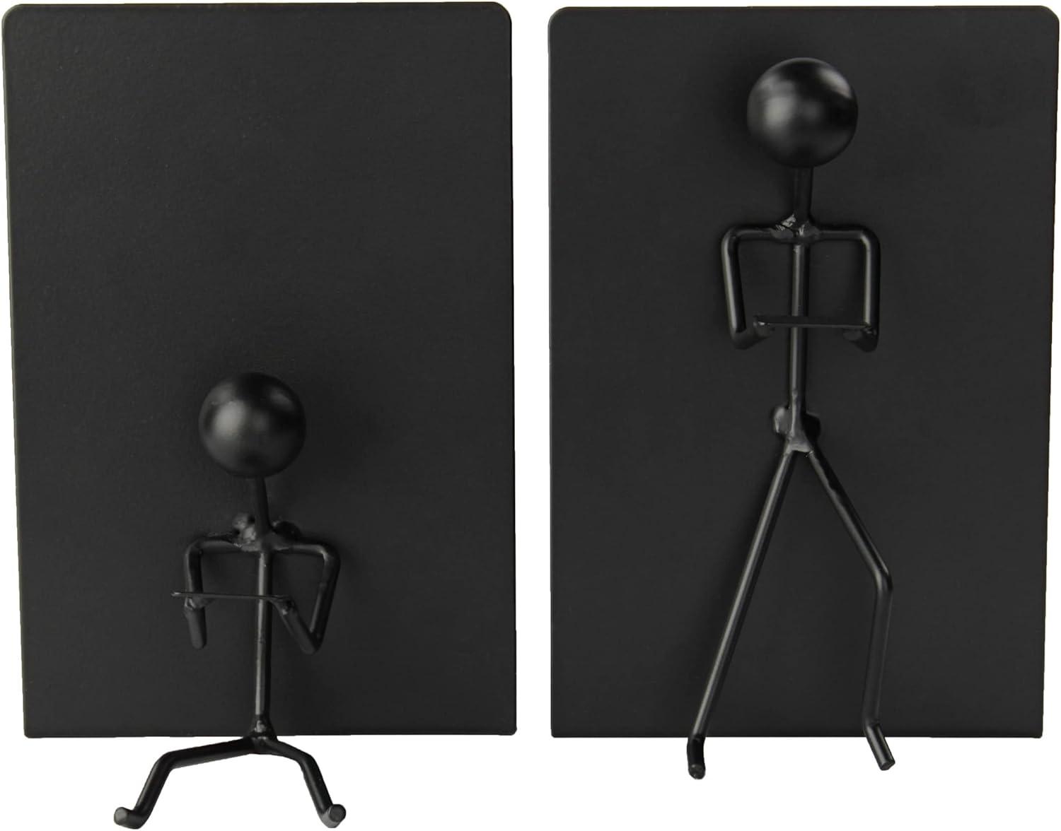 7Penn Black Stick Figure Metal Bookends - 2pc Decorative Book Ends for Shelves
