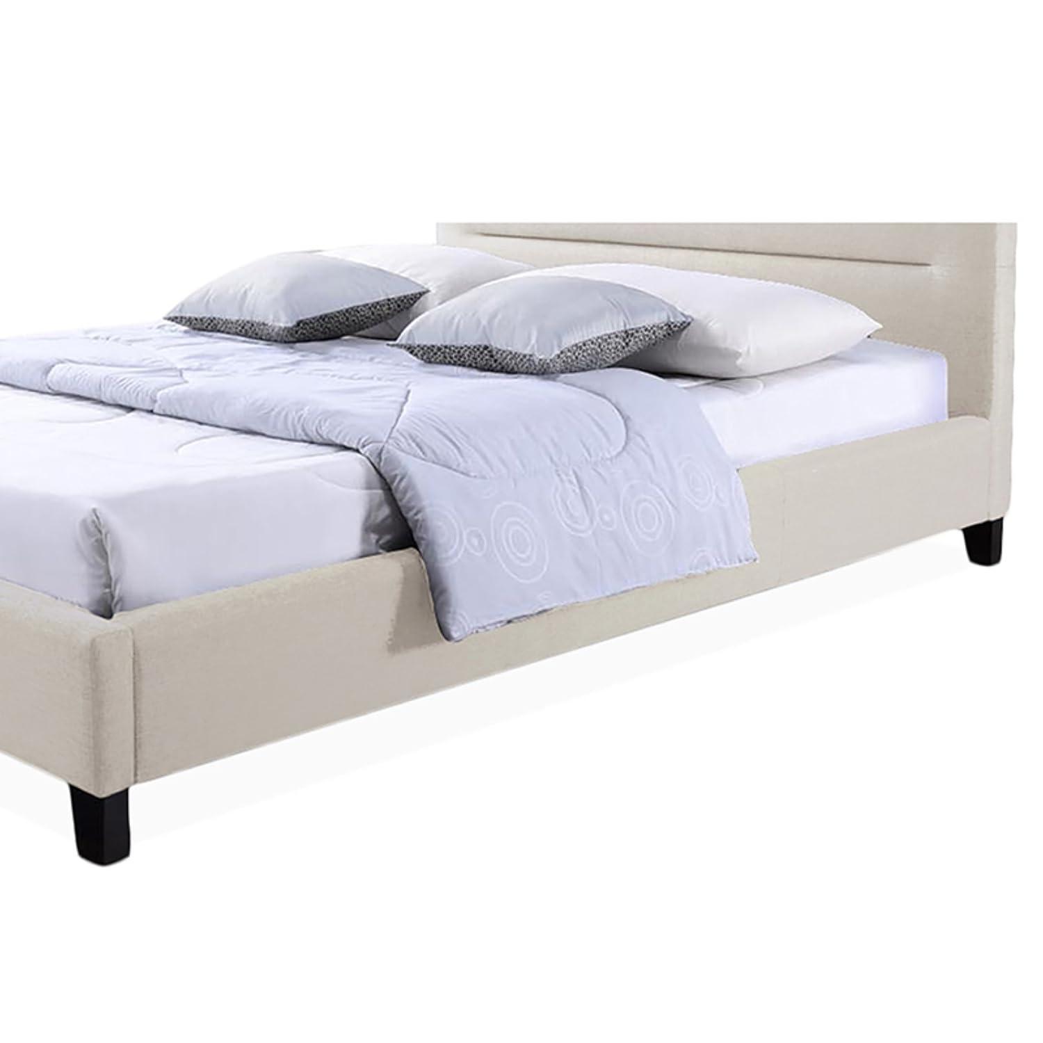 Baxton Studio Hillary Modern and Contemporary Grey Fabric Upholstered Platform Base Bed Frame, multipl sizes