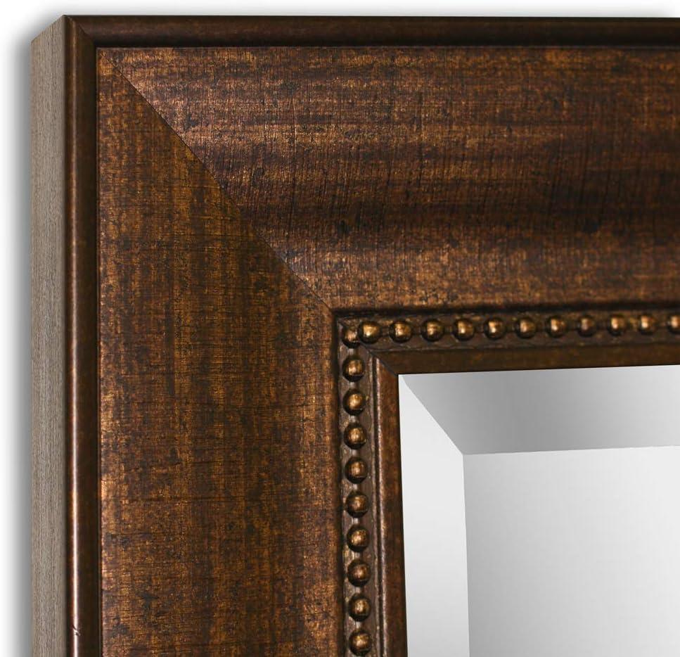 Head West Deep Bronze Beaded Rectangular Framed Beveled Accent Wall Vanity Mirror - 28.5 x 34.5