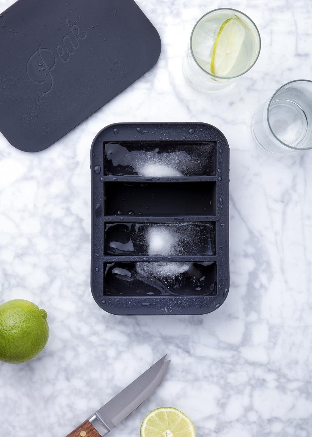 Charcoal Silicone Collins Ice Tray with Lid