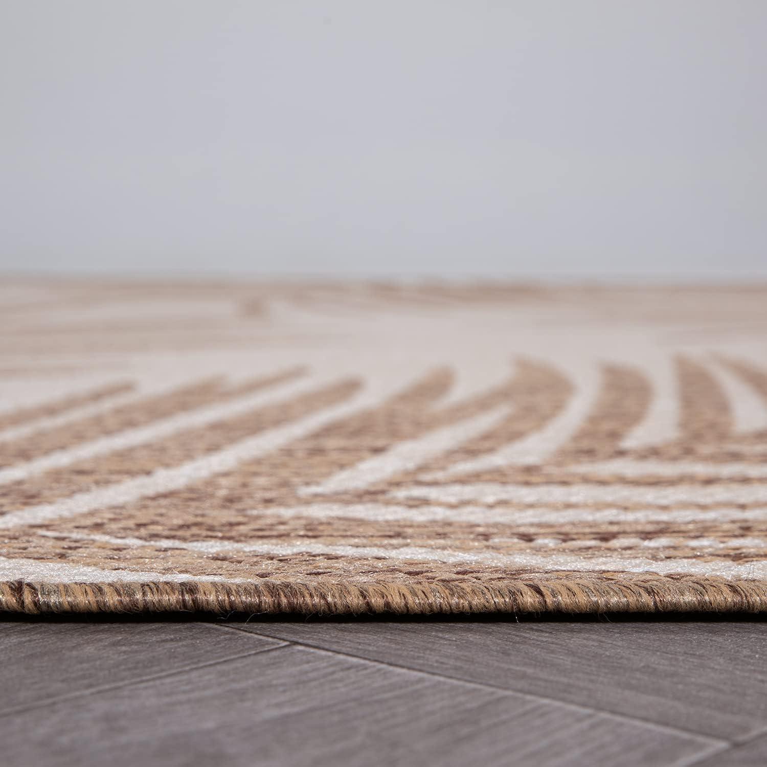 World Rug Gallery Contemporary Distressed Leaves Textured Flat Weave Indoor/Outdoor Area Rug - BROWN 5' X 7'