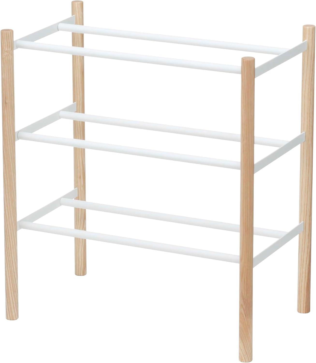 Yamazaki Home Expandable 3-Tiered Space Saving Shoe Rack, Steel,Holds 12 to 16 Shoes