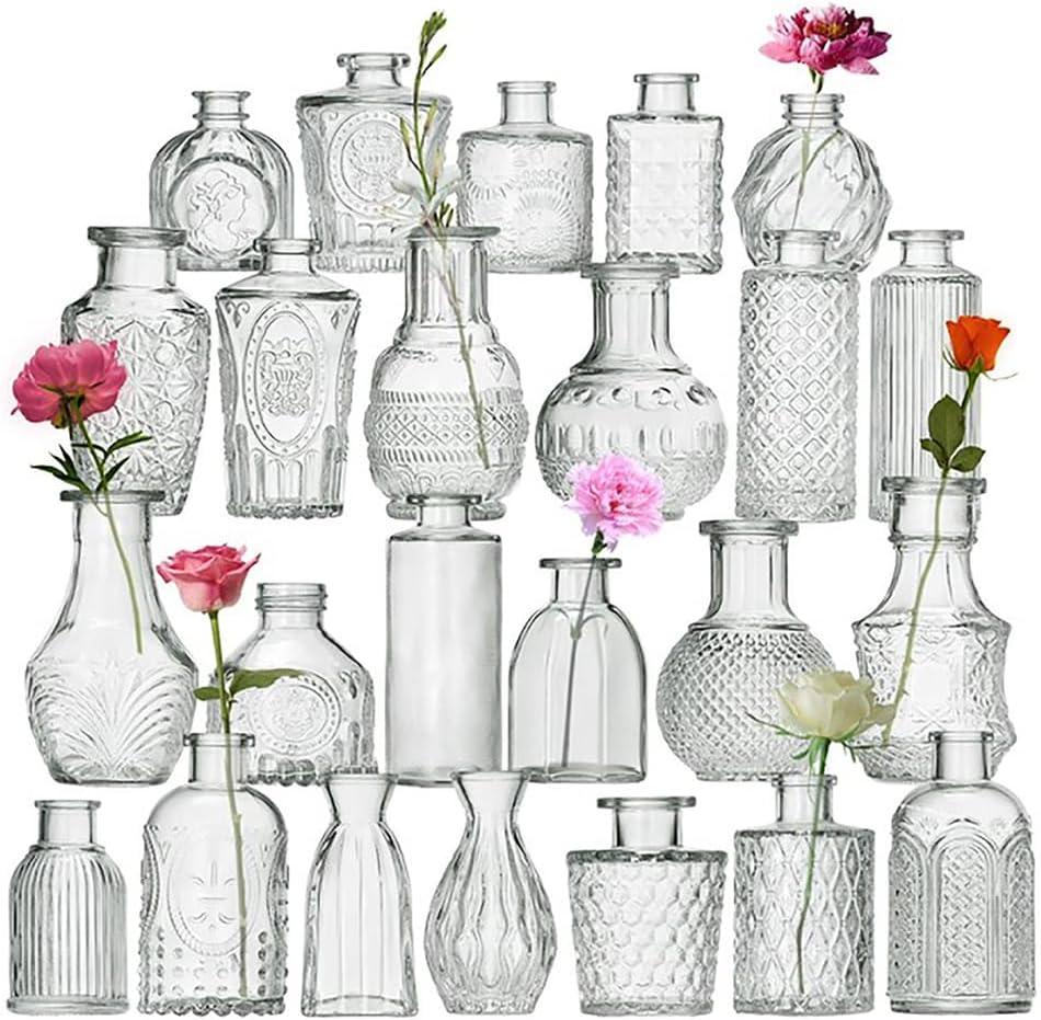 24-Piece Clear Glass Bud Flower Vase Set for Home Decor