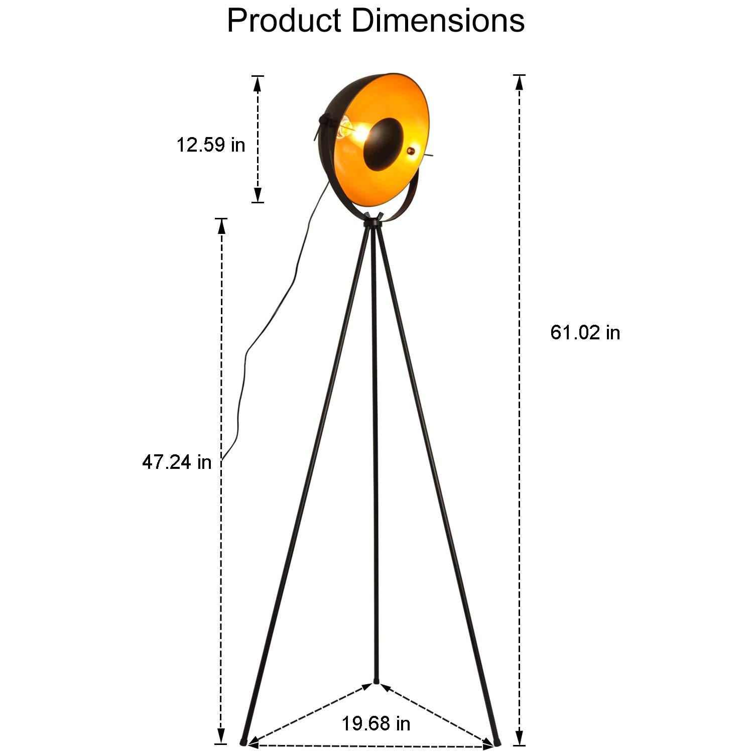 Modern Industrial Vintage Tripod Floor Table Lamp - Metal Wooden Nautical Cinema Standing Searchlight - Reading Light for Living Room Movie Theatre Decoration Adjustable Height (excluding Bulb)