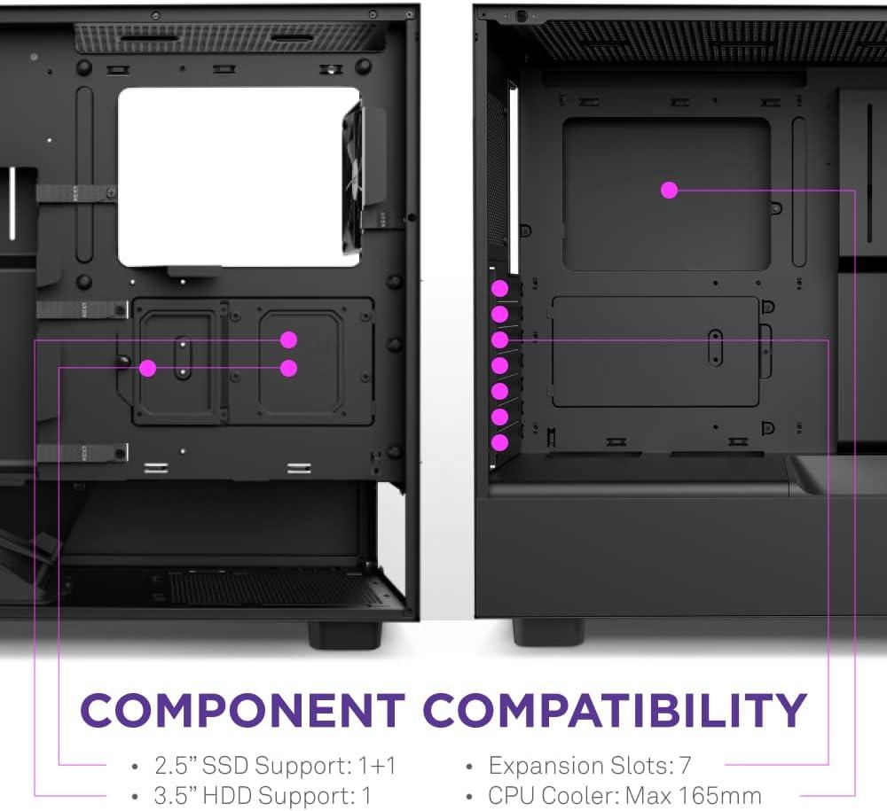 Black Mid Tower Gaming Case with Tempered Glass Panel