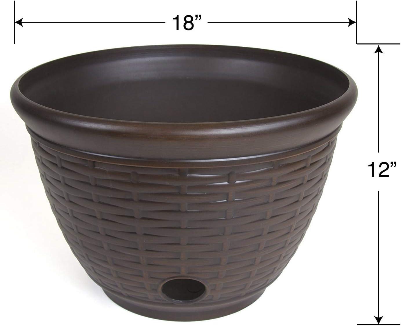 Bronze Wicker High-Density Resin Garden Hose Pot with Drainage