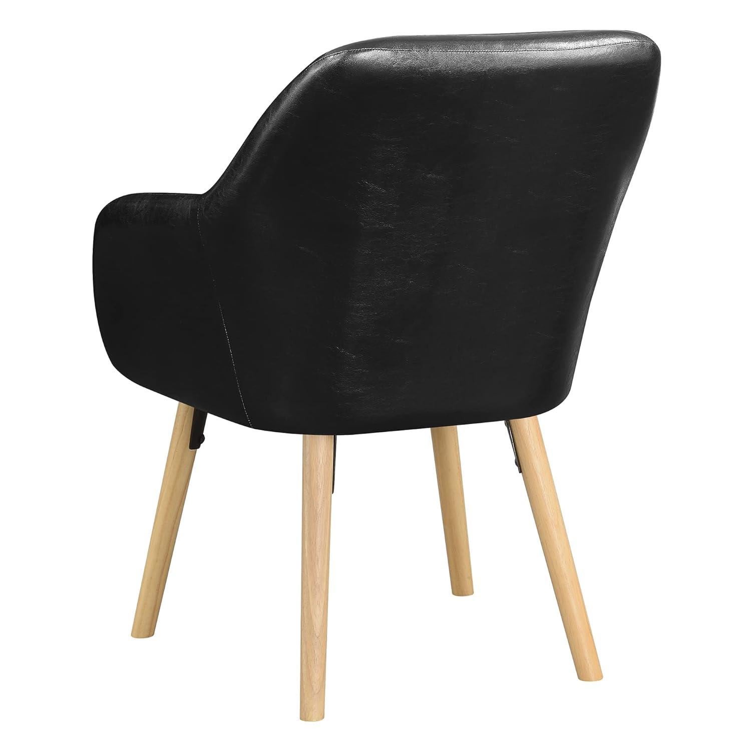 Convenience Concepts Take a Seat Charlotte Wingback Accent Armchair, Black Faux Leather, All Ages